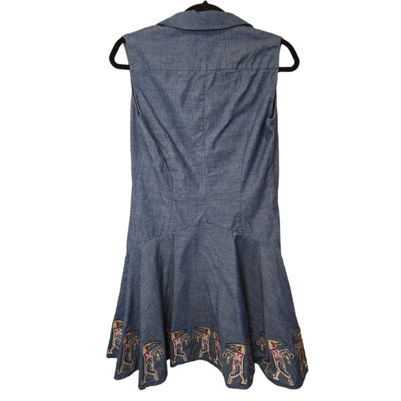 Elle Sasson Betty Sleeveless Shirtdress blue horses abstract size 40 8 medium - Picture 4 of 9